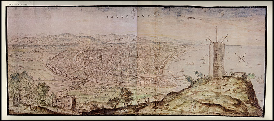 Anton van den Wyngaerde. Vista de Barcelona. 1563