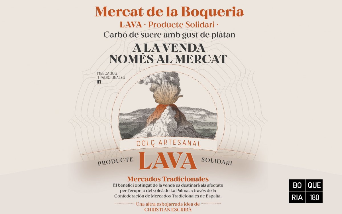 La Boqueria saca a la venta una lava comestible solidaria en el primer aniversario de la erupción del volcán de La Palma